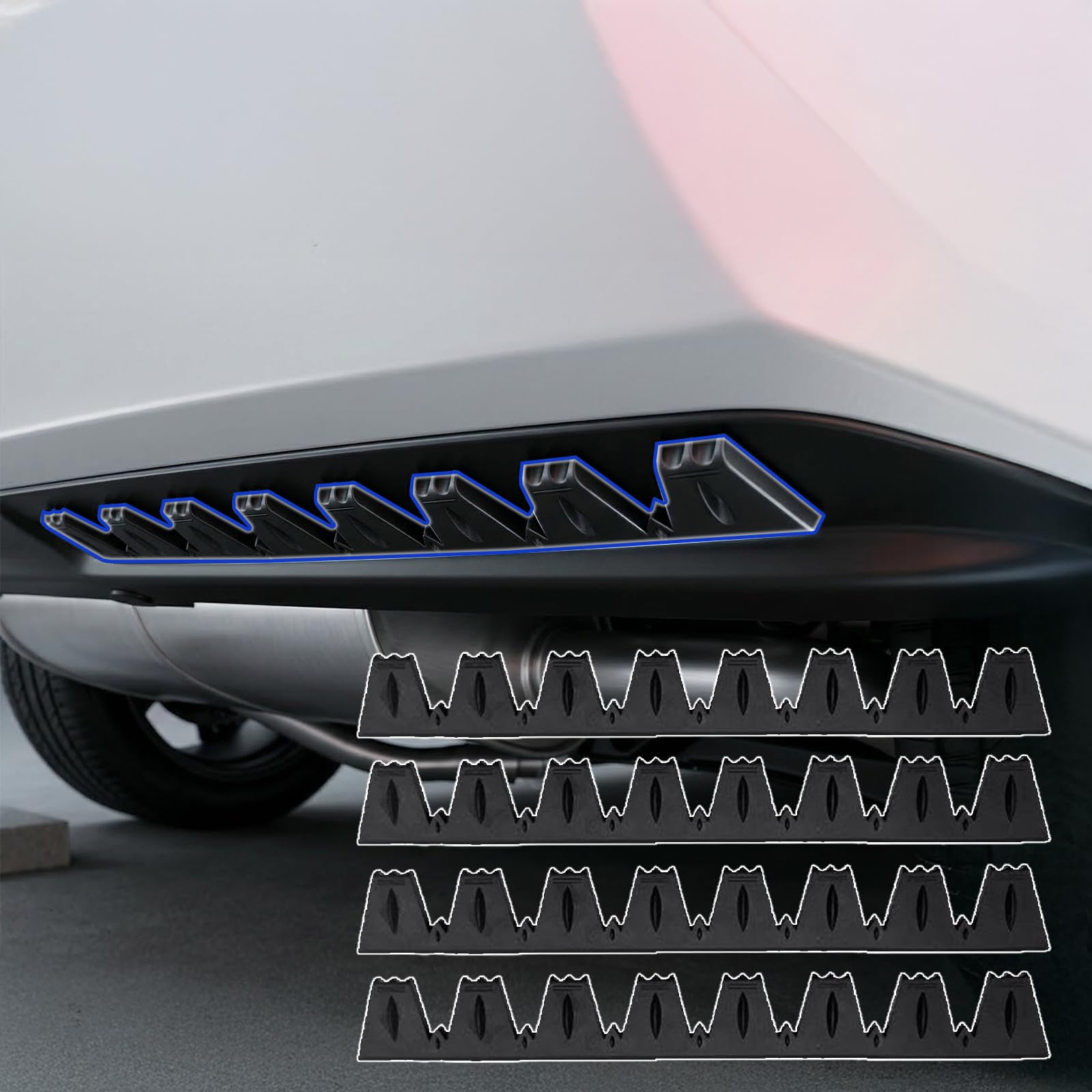 ステップワゴン スパーダ RP系 ボルテックスジェネレータ 車用 シェブロン形状 空力パーツ ディフューザー ブラック 2本セット 汎用 エアロアクセサリー リアスポイラー カスタム ドレスアップ 黒色 4本セット YouCar ブラック 4本セット