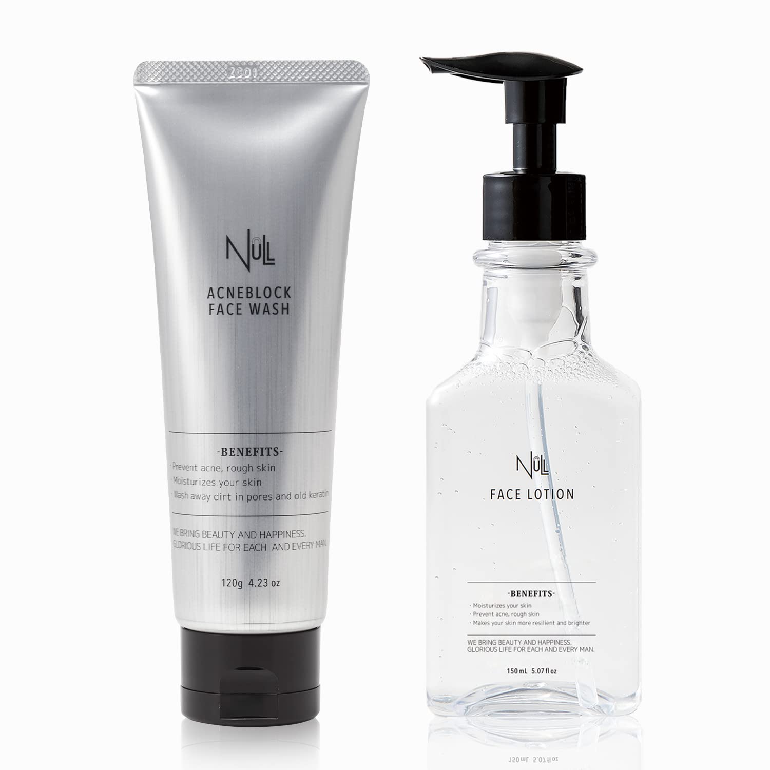 MENS NULL Face Wash Acne Oily Skin Men Skin Irritation (Face Wash + Lotion Set) Lime Citrus Scent Lotion Set
