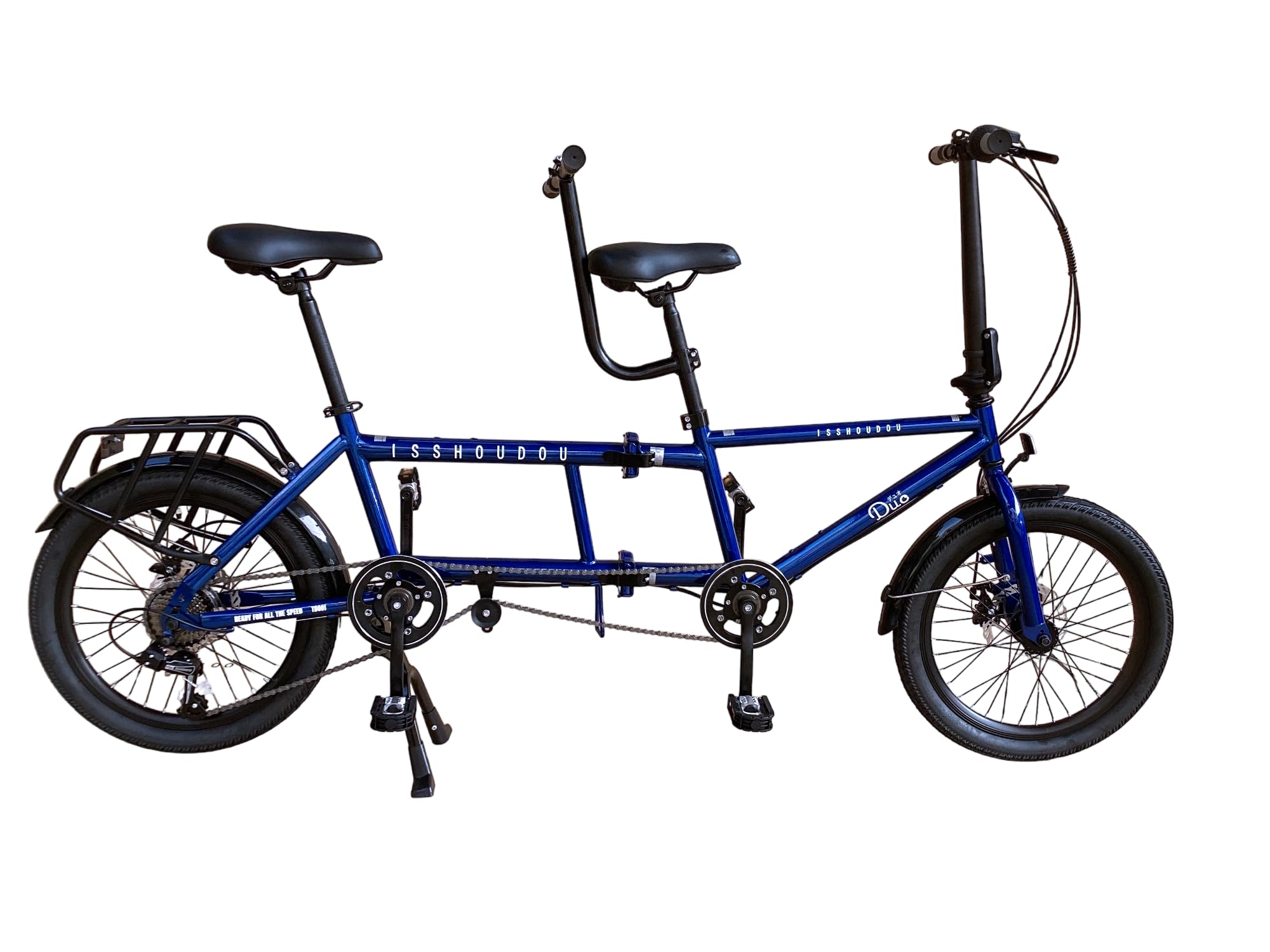 Isshoudou TD001 Two-Seater Folding Tandem Bicycle, 20 Inches, Mechanical Disc Brake, Original Tandem Frame 7-Speed Compo Tandem Category Proposal Model, Duo, Parent and Child, Couples, Eye-Loss, blue metallic (2021Ver) 20 inches CUSTOMER ASSEMBLY