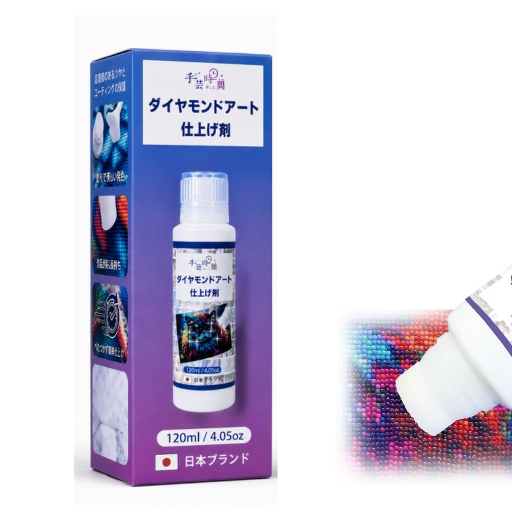 【Handicraft Time】Diamond Art Sealant 120ml Finishing Agent Finishing Glue【Domestic Ingredient Inspection Passed】Diamond Paint with Sponge Head Painting Glue Quick-Drying Handicraft Kit 120ml 120 ml