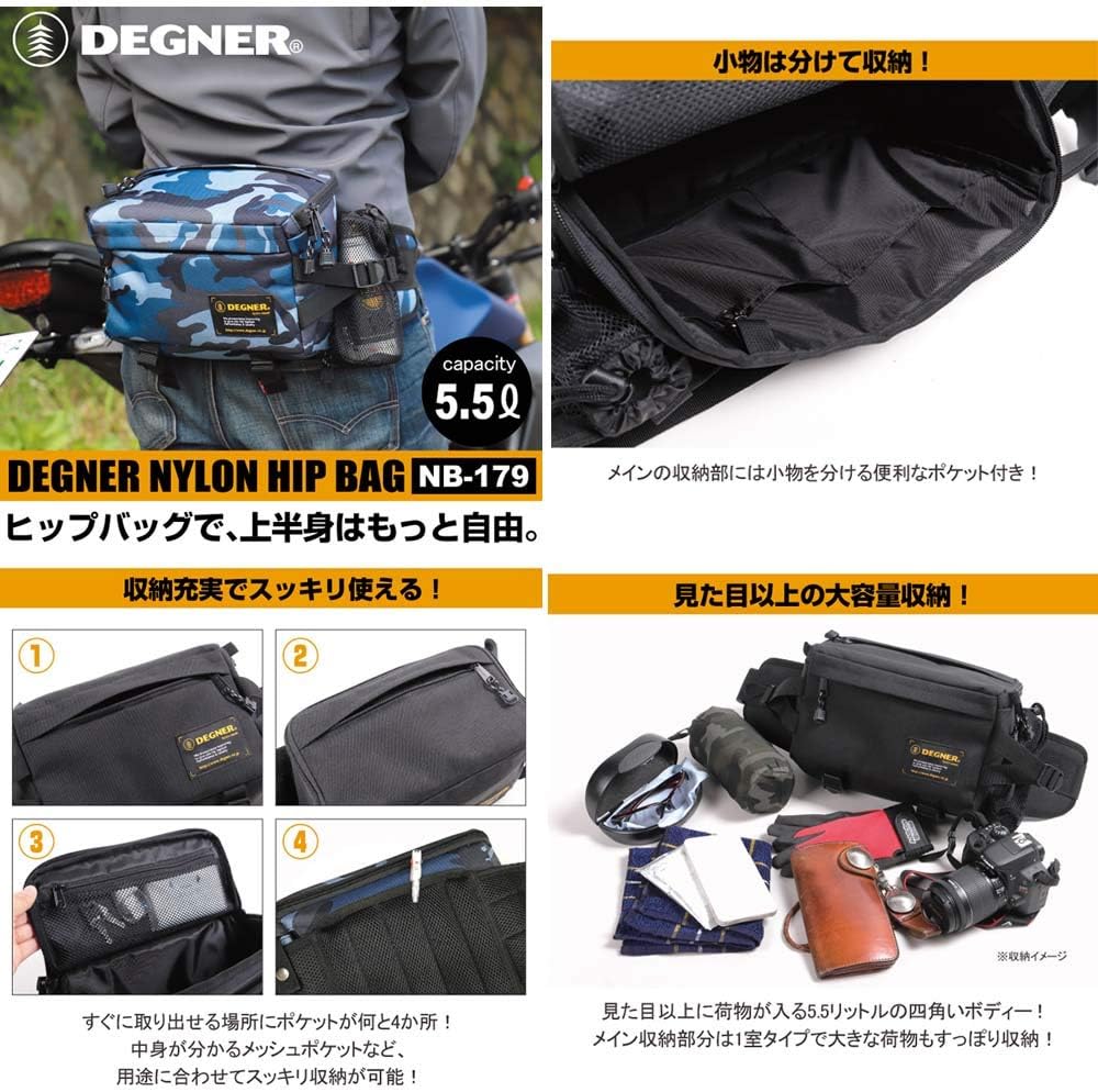 Набедренная сумка DEGNER H20×W28×D15 см объемом 5,5 л для мотоциклов NB-179 (черная), фото 3