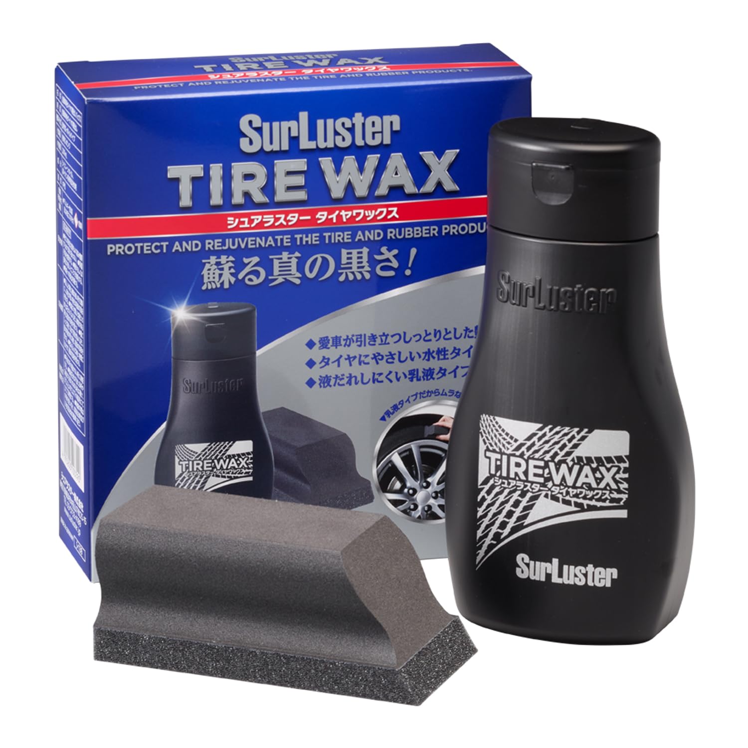 SurLuster S-139 Tire Wax, 6.8 fl oz (200 ml), Water-based, Tire Polish, Protection, Crack Prevention, Silicone Oil, Emulsion Type, Sponge Included, Neutral, 200ml