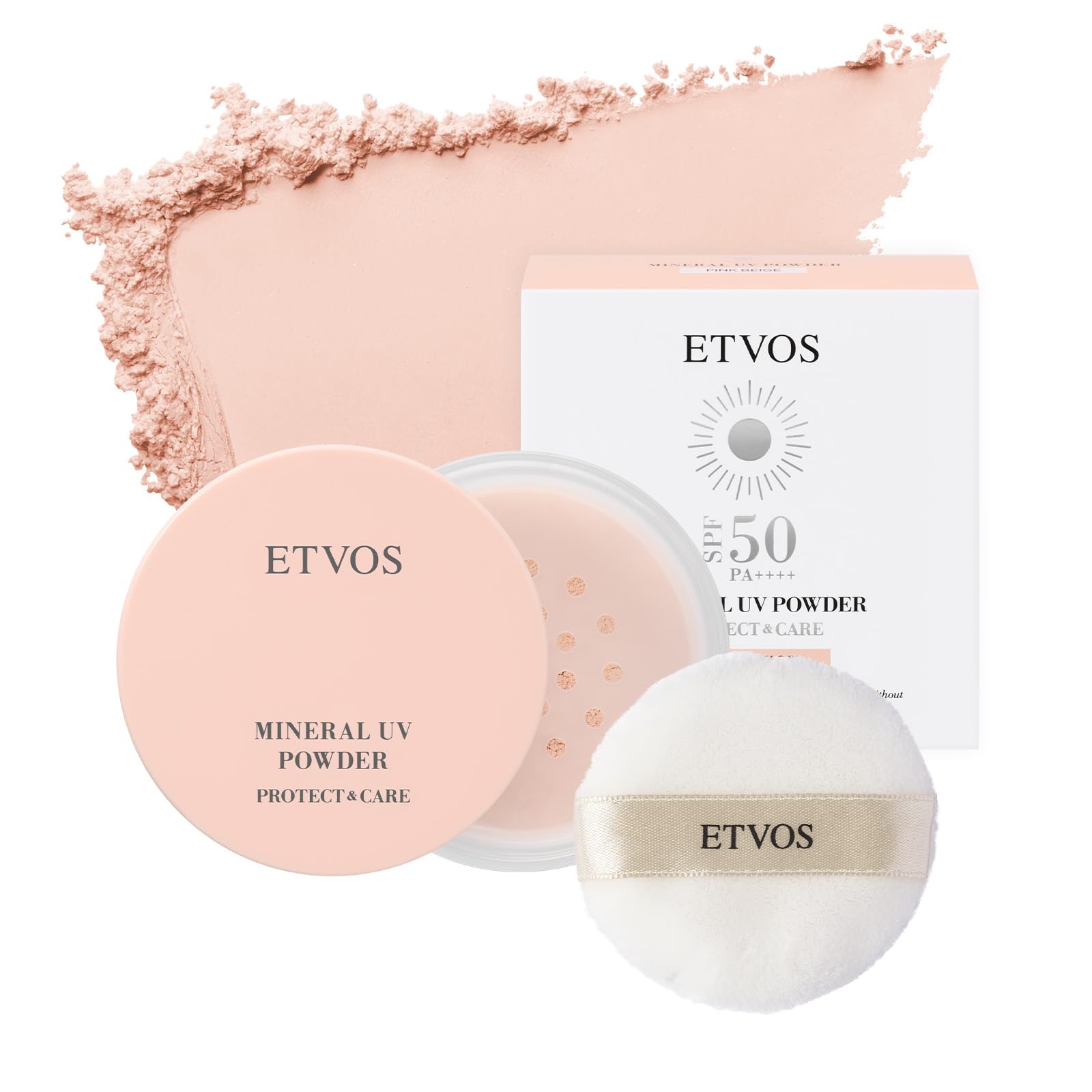 ETVOS Mineral UV Powder AZ 2026# Pink Beige SPF50 PA+++ (Sensitive Skin, Sunscreen, UV Protection, Finishing Powder, Soap-Off, UV Absorbent-Free, Glossy, Humanized Ceramide) #pink beige