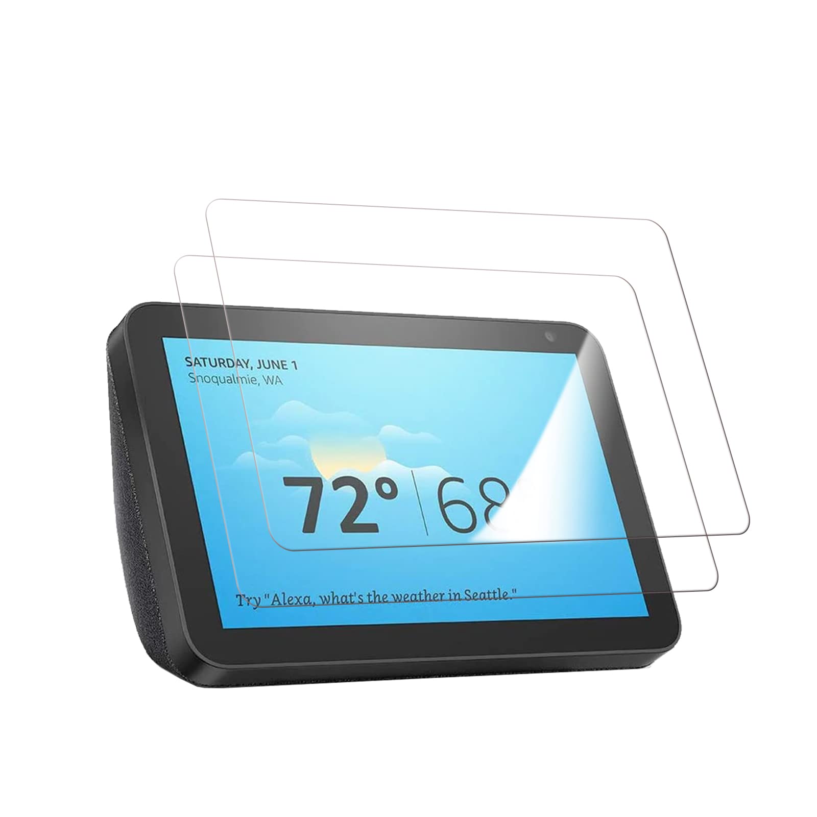 [Set of 2] Glass Film for Echo Show 8 1st Generation 2019 Screen Protector Film for Show 8 2nd Generation, Protective Glass, 9H Hardness, Easy to Apply, Ultra Thin Shatterproof, Anti-Bubbles Show 8用の