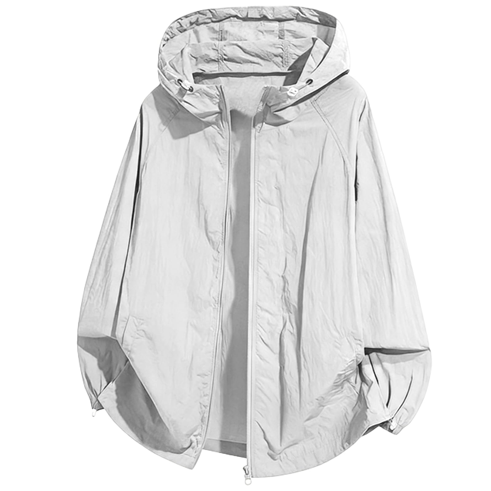 ANGJ Rash Guard Hoodie, Men's, Women's, 100% Nylon, Ultra Lightweight, Cool Touch, UV Protection, UPF 50+, Quick Drying, Breathable, Hooded, Long Sleeve, Plain, Simple, Stylish, Body Cover, Large Size L 04#: light gray