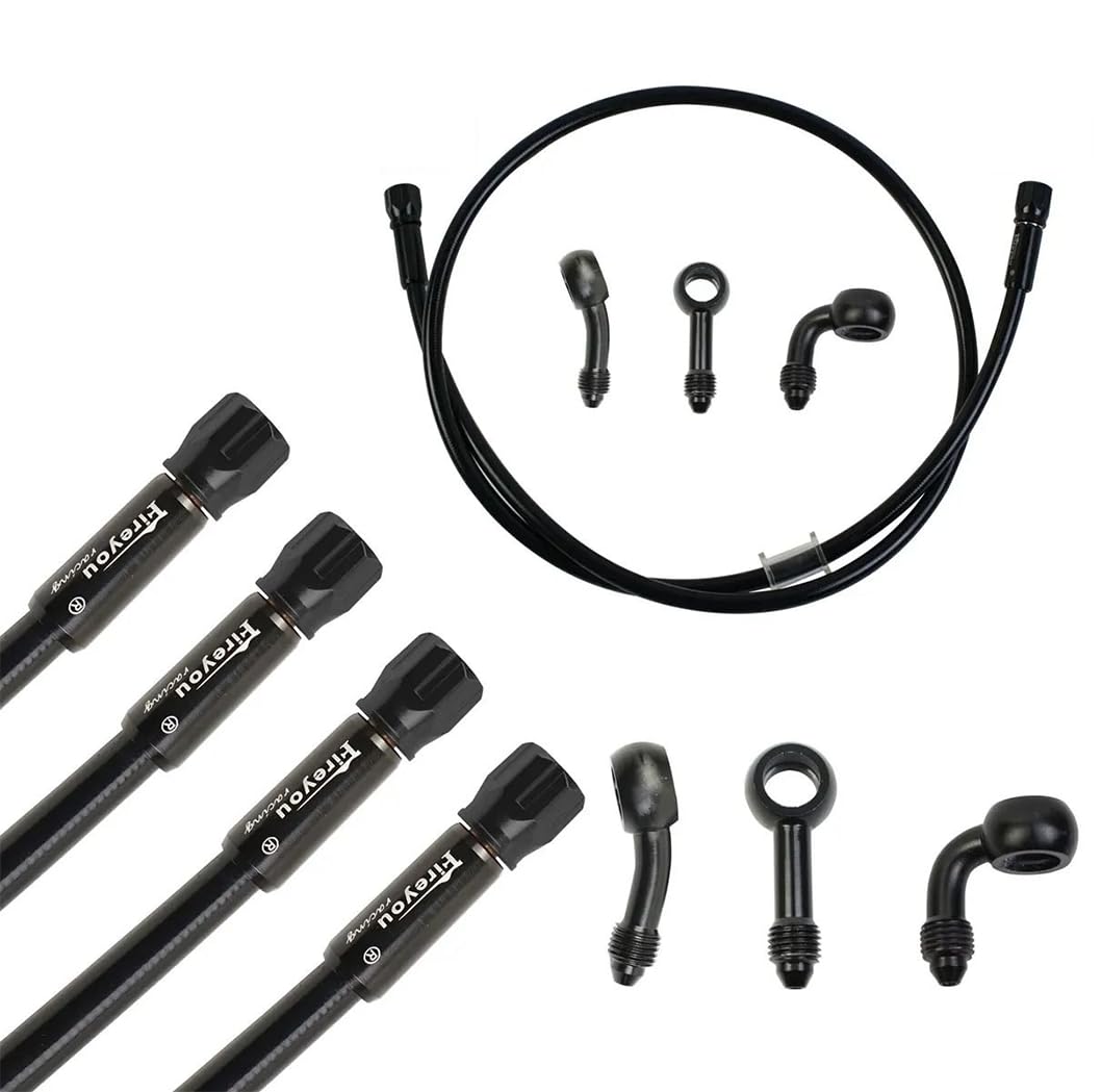 Motorcycle Brake Hose Braided, 400-2400mm AN3 Hydraulic Clutch Tube Oil DOT Fluid Pipe Line Stainless Steel For ATV Dirt Pit Street Race Bike, Removing Accessories Banjo (600mm)