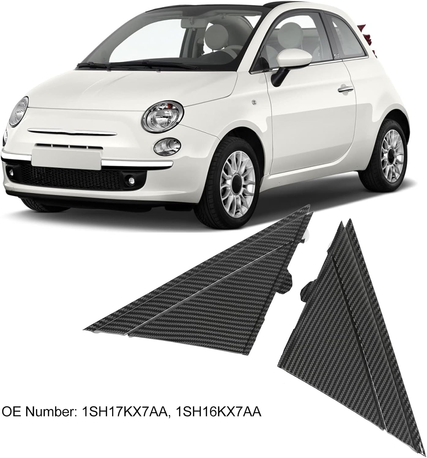 Крышка флажка дверного зеркала KIMISS 1SH17KX7AA для 500 2012-2017 Слева и справа для замены треугольной накладки на зеркало заднего вида, совместимая с 1SH16KX7AA, фото 2