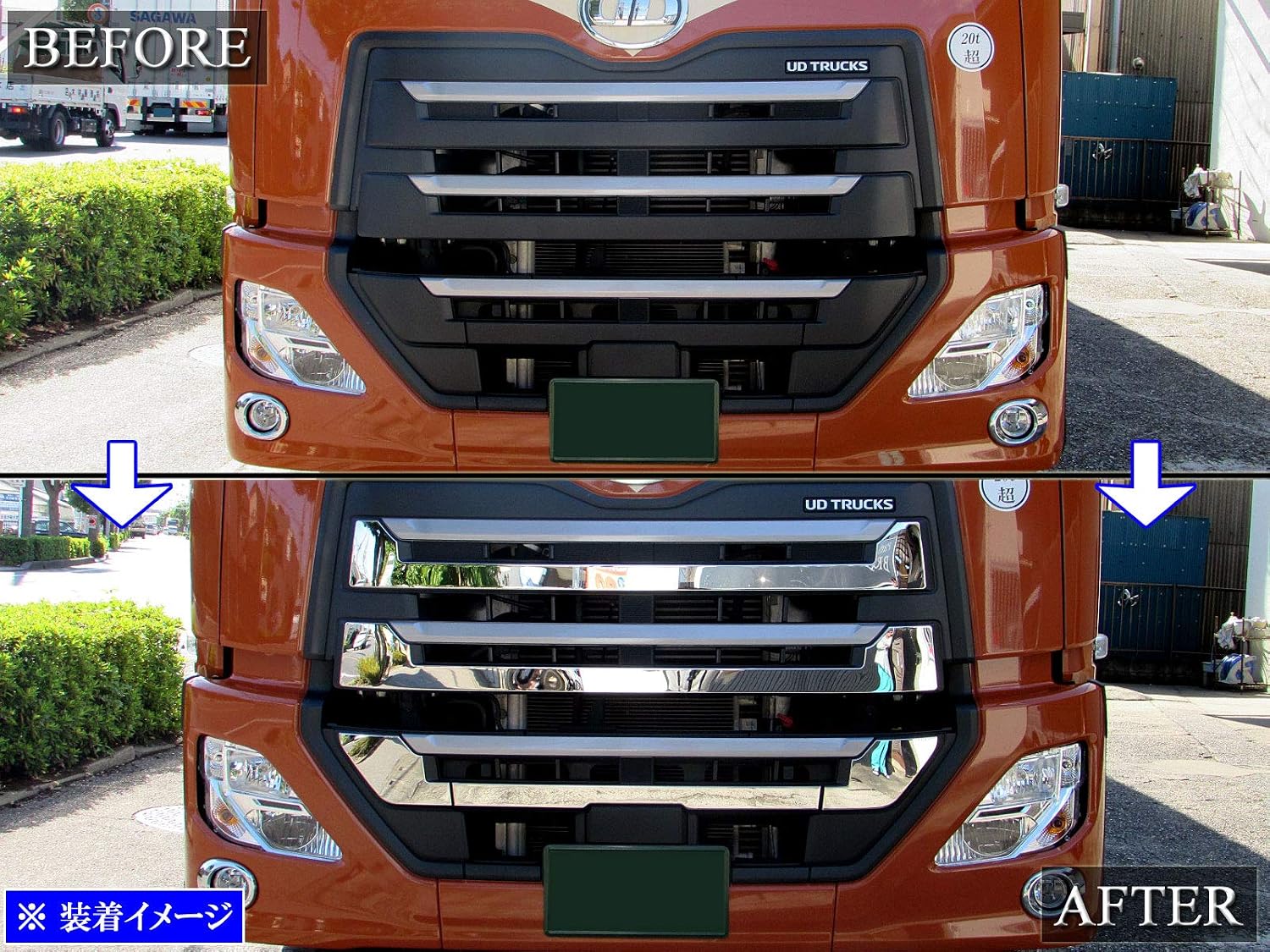 BRIGHTZ UD Trucks Quon super зеркальная поверхность передняя решетка из нержавеющей стали с покрытием 5шт [ TRUCK－L-066] Nissan UD Trucks MA25484, фото 6