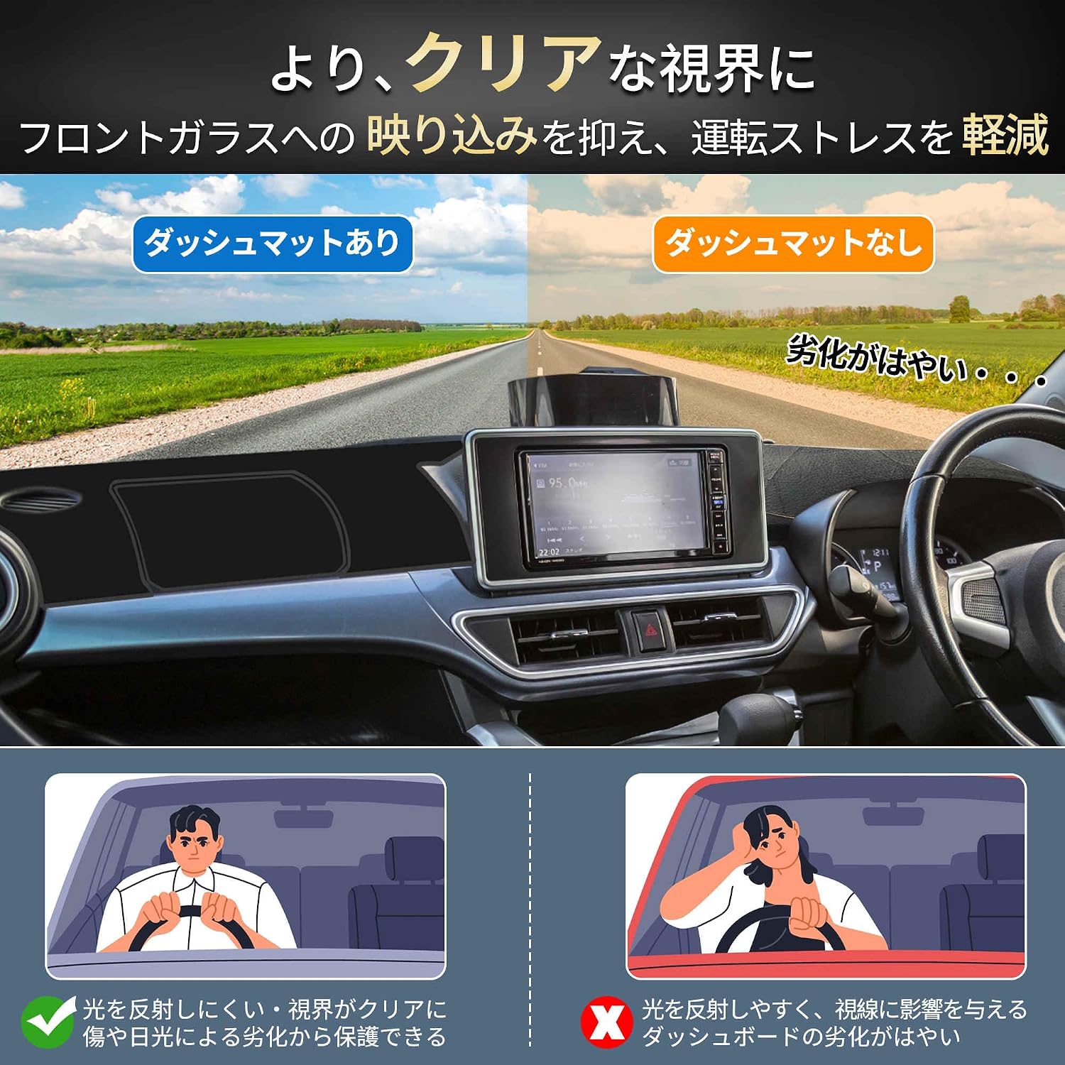 Коврик на приборную панель для Daihatsu LA250S/LA260S, полиэстер, 1 комплект, чёрный, фото 4