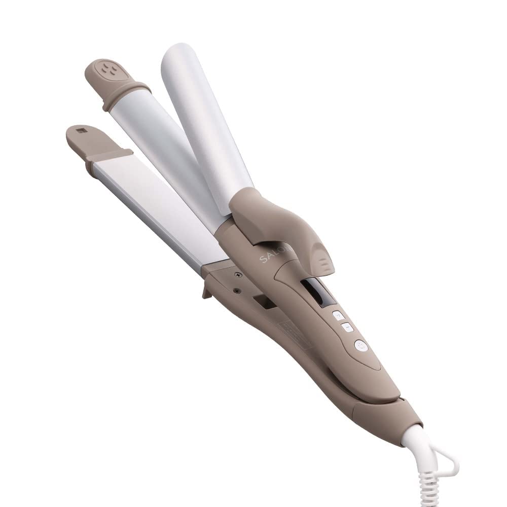 Salonia 2-Way Straight & Curly Hair Iron, 1.3 inches (32 mm), Beige Beige 32 mm