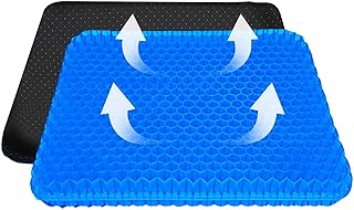 【正規販売】ゲルクッション ジェルクッション ハニカム構造 無重力クッション 卵割れないクッション 座布団 高通気性 カバー付き 在宅勤務 オフィス 車 椅子 自宅用 ブルー ‎41×36×3.5cm【標準サイズ】