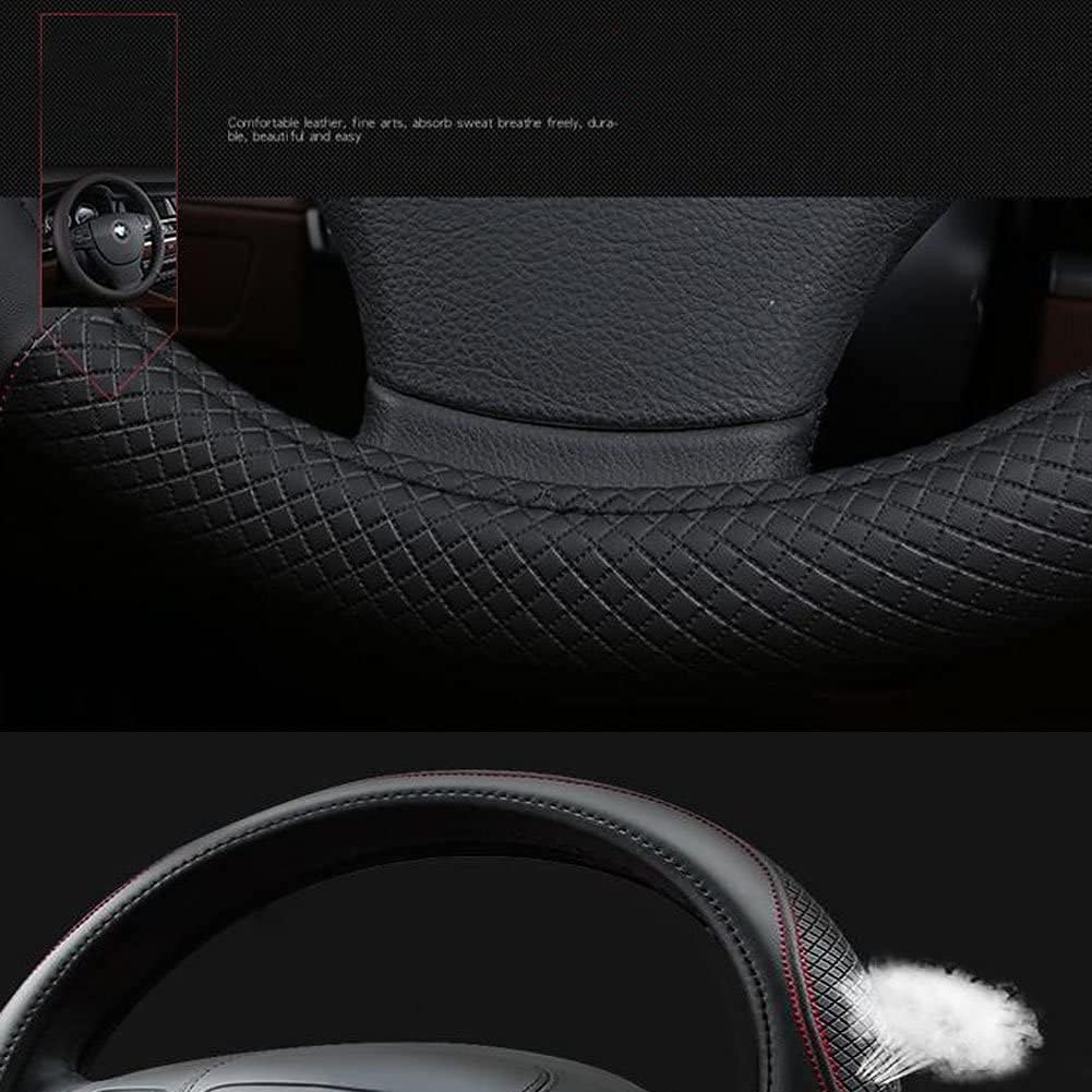 Чехол для ручки HUACHENG для автомобиля Mini Чехол для рулевого управления небольшого размера из натуральной кожи, защитный чехол для обычной автомобильной ручки, черный / универсальный, модный, дышащий, противоскользящий, городской карбон, антибактериальный дезодорант, всесезонный, устойчивость к старению, повышенная влагопроницаемость, износостойкость, водонепроницаемость, Защита от грязи, фото 6