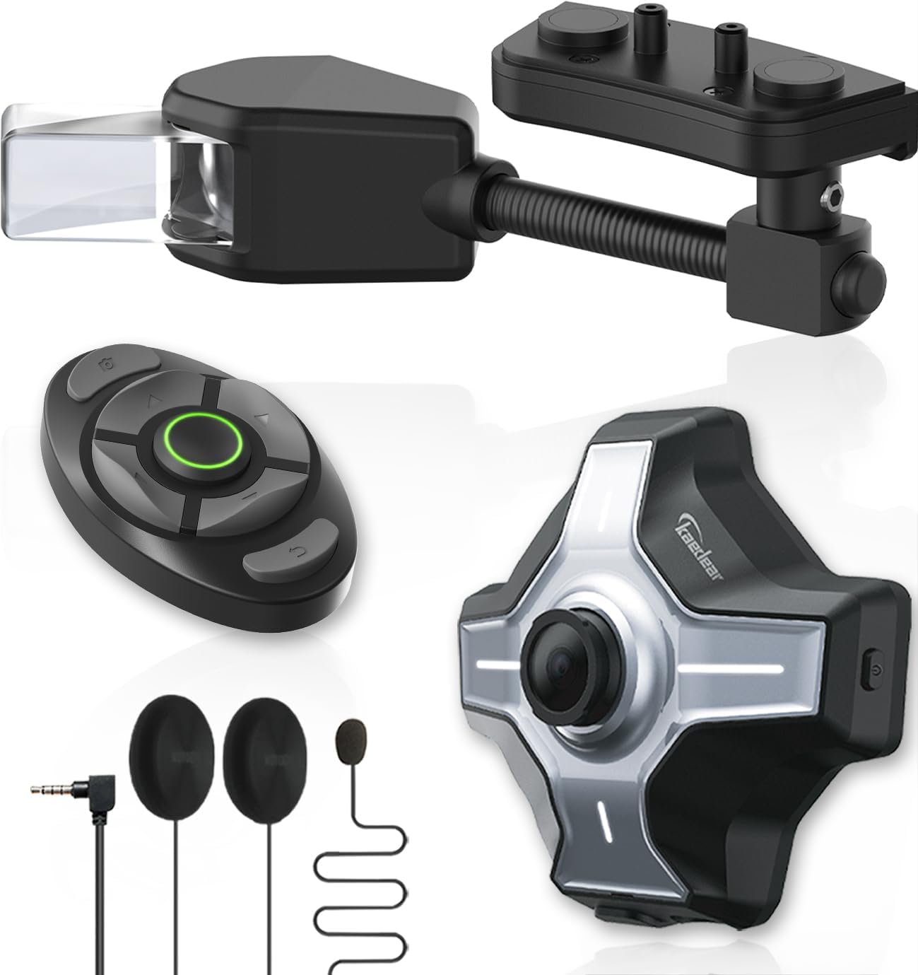 Kaedear KDR-BH2-W Motorcycle Smart Monitor, Helmet, Intercom, Drive Recorder, Navigation, Head Up Display, Car Play/Android Auto, DFS, Smart Record Eye, Wireless Microphone Wire Microphone