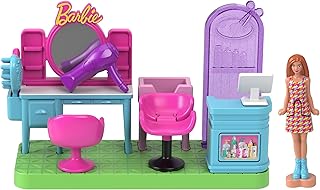 バービー(Barbie) ミニバービーランド　ヘアサロン きせかえ人形・ハウス ままごと・ごっこ遊び マイクロドール １体付 プレイセット 6歳から ピンク JCR32