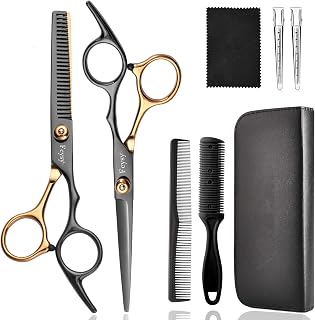 ヘアはさみセニングはさみセット、Fcysy プロフェッショナルヘアカットはさみキットヘアはさみテクスチャリングはさみセット、美容師はさみヘアカットはさみヘアレイヤリングはさみ付き理髪はさみキット