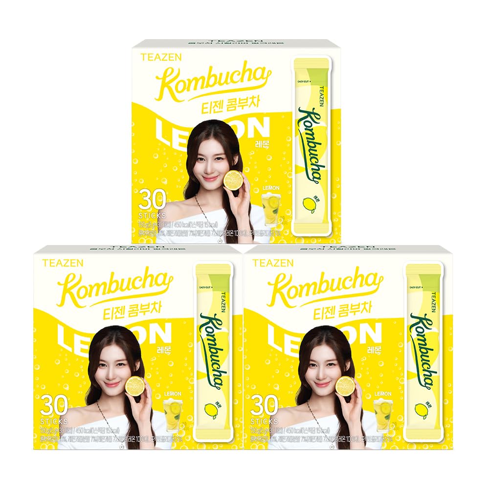 TEAZEN Teasen Kombucha, 5.3 oz (150 g) (0.2 oz (5 g) x 30 Packs), Set of 3, Lemon