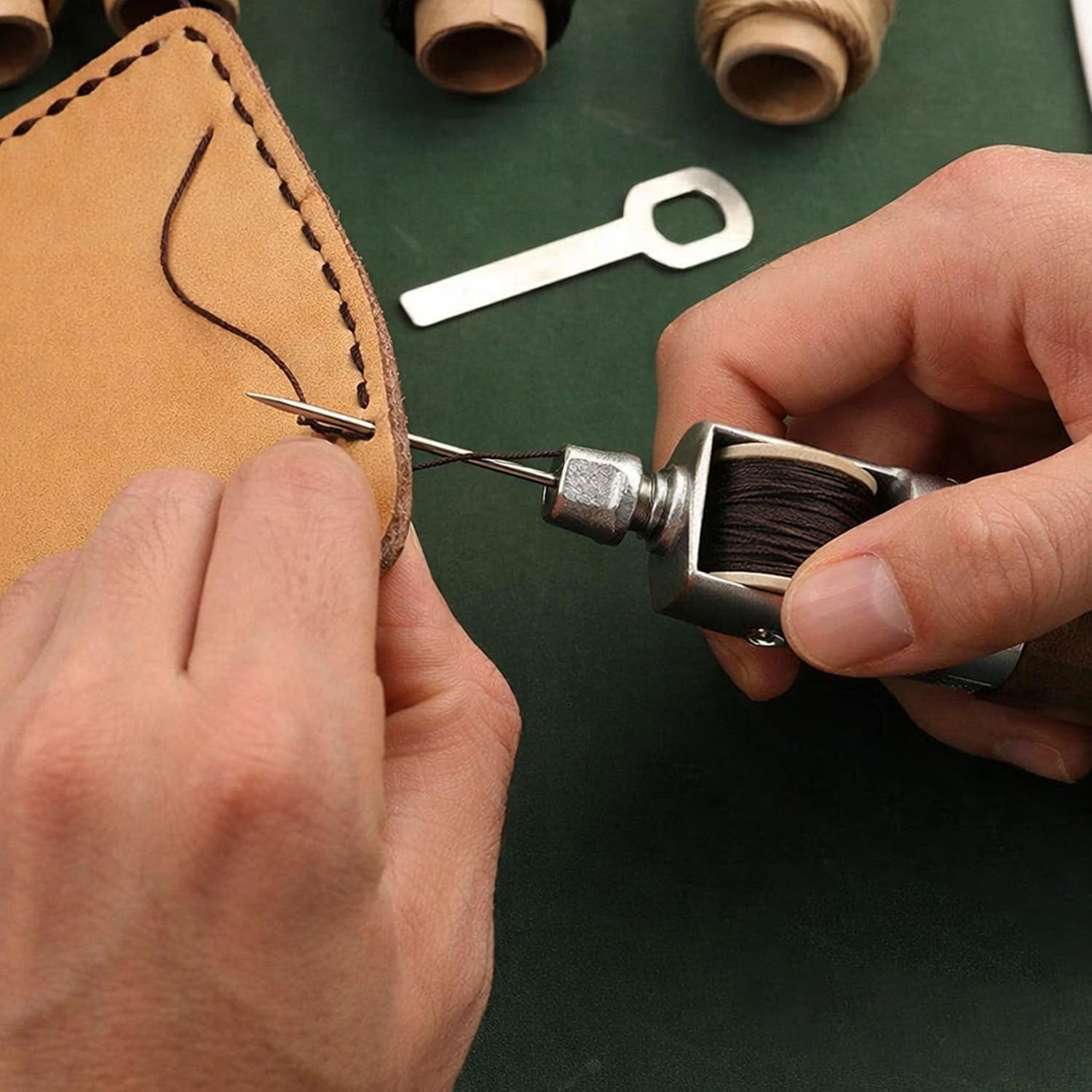 Ручная швейная машина GOOMAND Leather Craft, Скоростной стежок, Ручная швейная машина, Игла, Нитевдеватель для ручного шитья, Набор игл для шитья кожи, Иглы для кожевенной машины, 2 иглы, Для кожевенного ремесла, фото 5