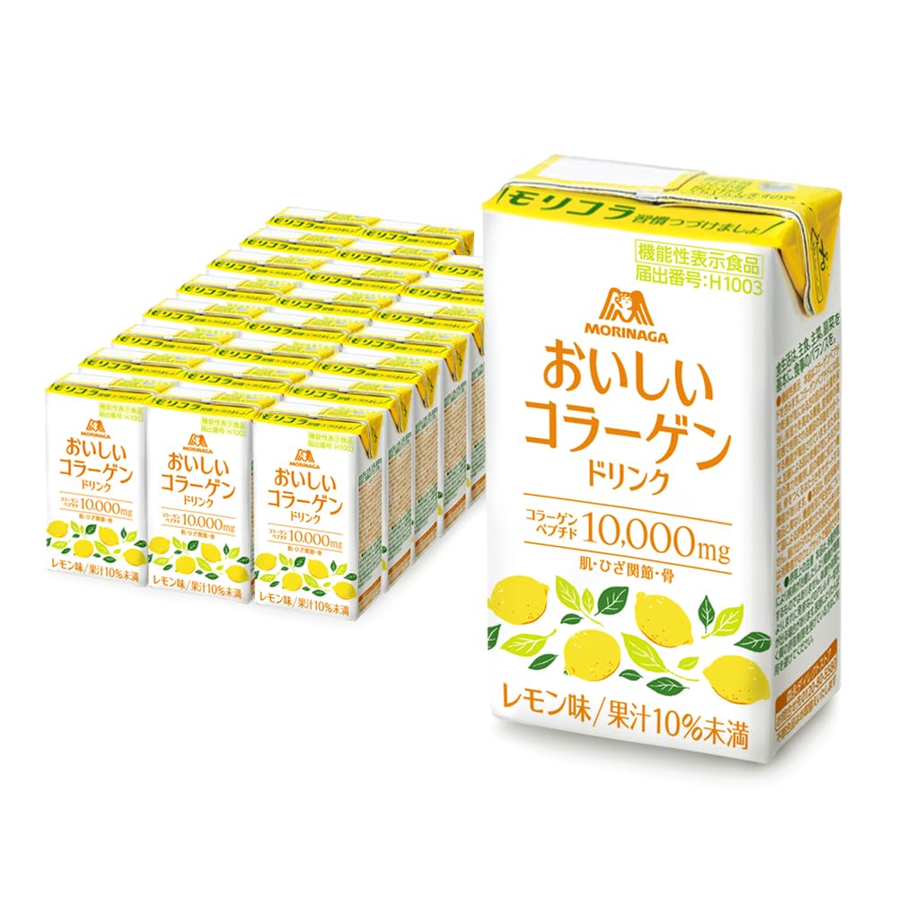 Morinaga Seika Delicious Collagen Drink, 4.2 fl oz (125 ml), 24 Bottles, Lemon Flavor, Moricola, Food with Functional Claims, Collagen Peptides, Collagen Drink, Beverage (Lemon, 24) Lemon 24本