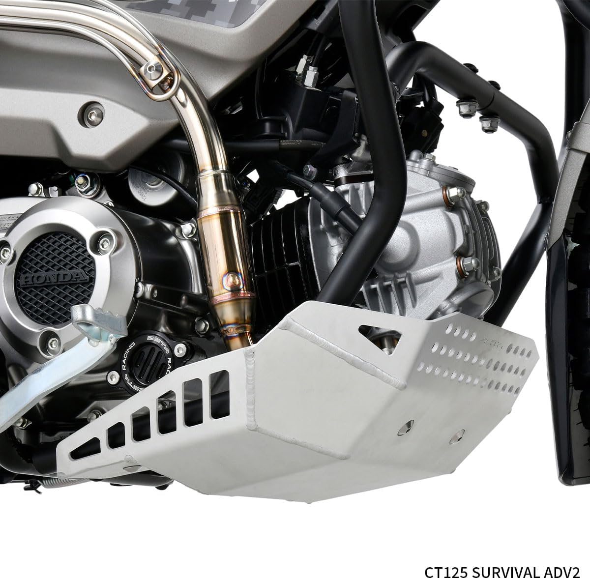 Защита двигателя ZETA Racing CT125 (JA55/JA65) '20-25 Обеспечивается защитной пластиной толщиной 0,1 дюйма (3,2 мм) Оригинальный глушитель из алюминиевого сплава / мини-глушитель DELTA Barrel-4s, совместимый с защитой от прыжков по бездорожью Hunter Cab, фото 9