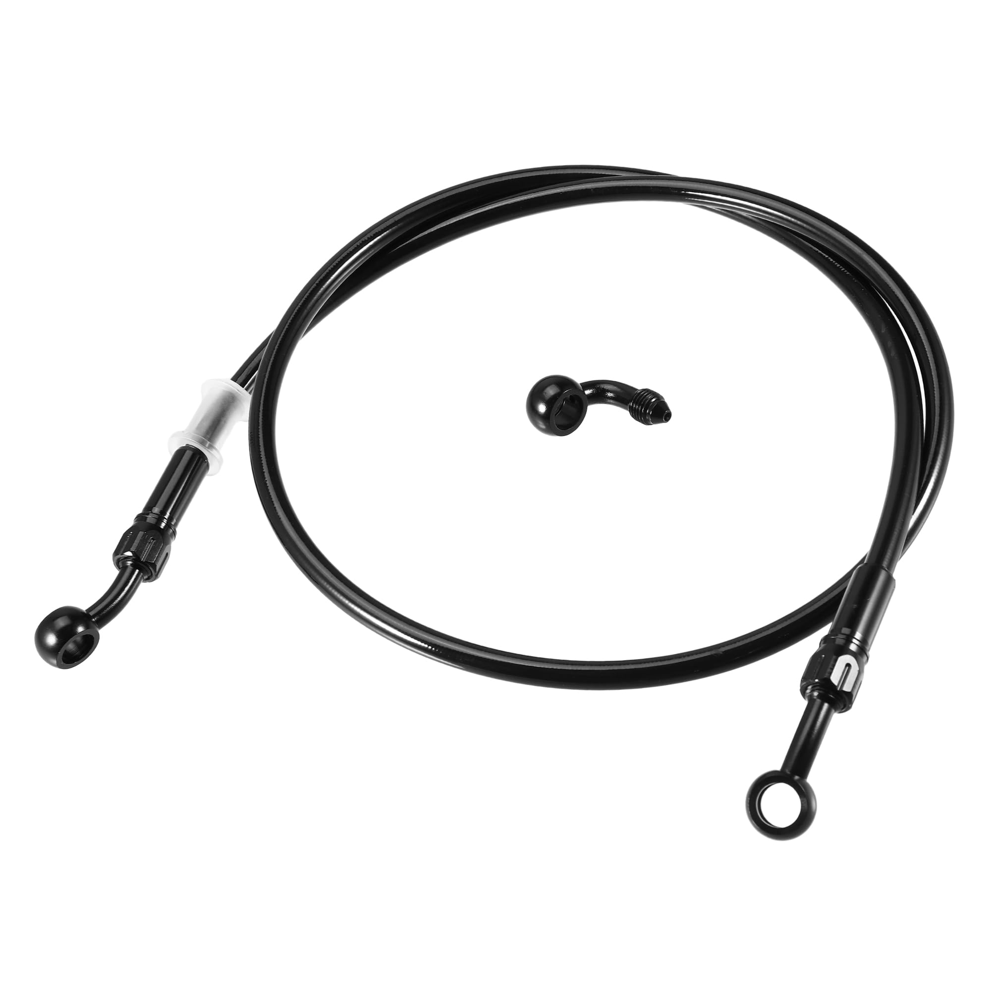 Motorcycle Brake Hose, Clutch Hose, Angle, 28° + 90°, Durable, Black, 1 Set, 39.4 inches (100 cm) 100cm