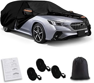 車カバー スバル レヴォーグ 2014-2024 自動車ボディカバー 防水性能 裏起毛 防塵紫外線 黄砂/雪対策 防風ロープ付き ブラック 四季対応