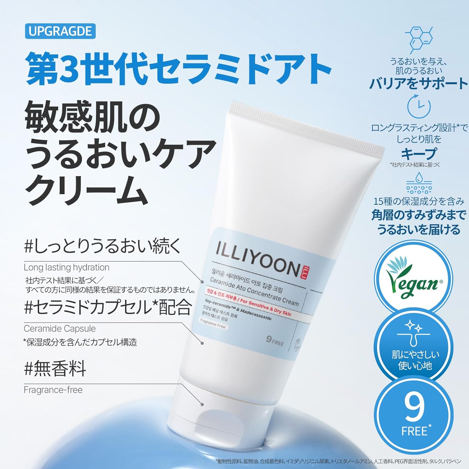 Крем-концентрат с керамидами Illiyoon Official Illiyoon, 2,5 жидких унции (75 мл) Гипоаллергенный крем для чувствительной и сухой кожи, Увлажняющий уход, Кератиновый уход, Веганская Корейская косметика, 75 мл, фото 2