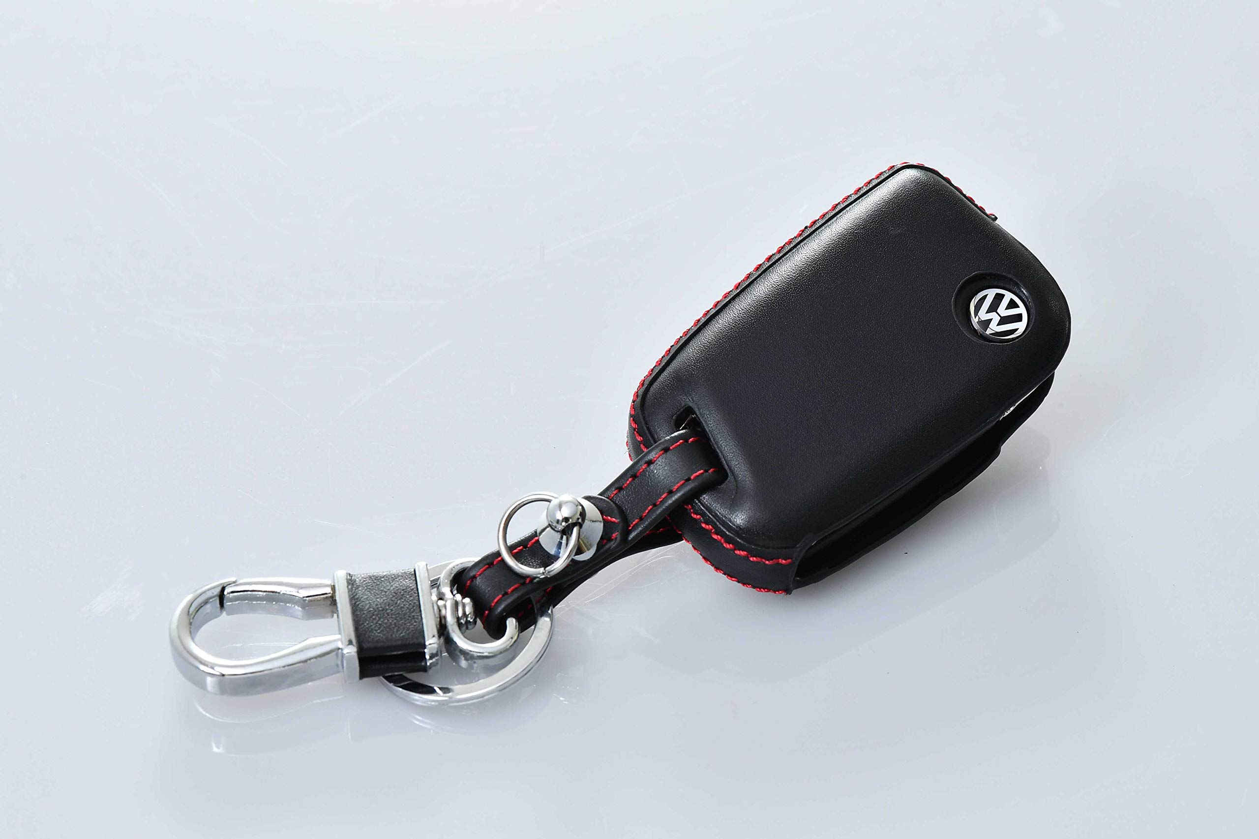 Core OBJ Leather Key Cover for Volkswagen/Audi Red Stitch Golf7 / Golf Touran (5T) / POLO (6C) / Tiguan (AD1) / T-cross / A1 Sportback LE-GO7-001 *Please see bottom of page for detailed fitment