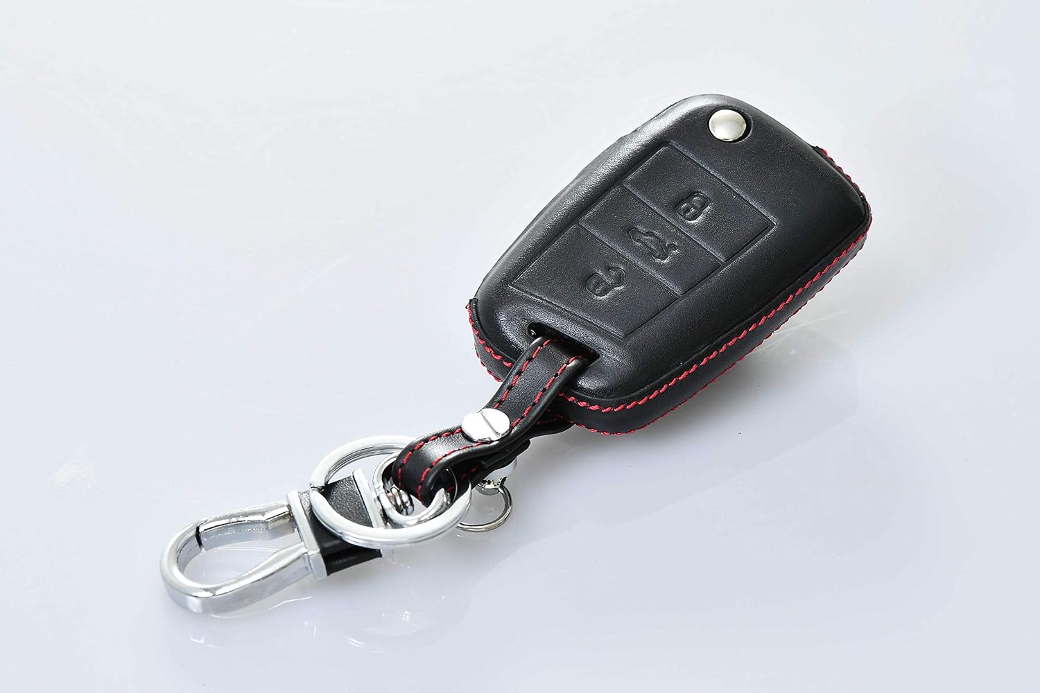 Кожаный чехол для ключей Core OBJ для Volkswagen/Audi Red Stitch Golf7 / Golf Touran (5T) / POLO (6C) / Tiguan (AD1) / T-cross / A1 Sportback LE-GO7-001 *Пожалуйста, смотрите внизу страницы подробную информацию о комплектации, фото 2