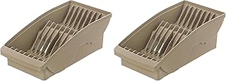 リッチェル キッチン収納 食器置き TOTONO(トトノ) 棚置き用 ディッシュスタンドR ミニ ブラウン 日本製 食洗機対応 取っ手付き 使いやすい 便利 抗菌加工 おしゃれ シンプル 皿置き ケース 10001 (× 2)