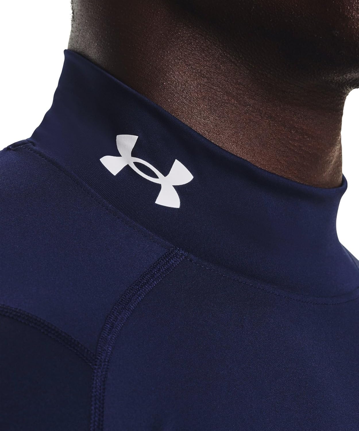 Базовый слой Under Armour UA Heat Gear Armor Компрессионная рубашка-макет с длинным рукавом для мужчин большого размера темно-синего цвета / / Белый, фото 7
