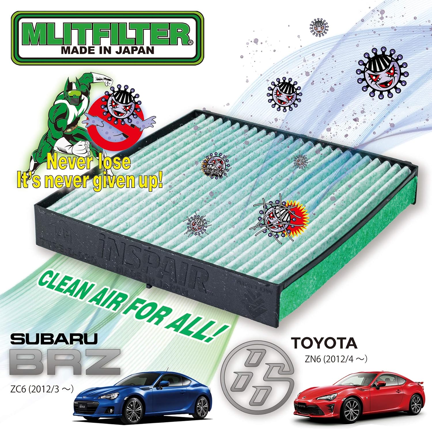 Фильтр кондиционера Emlit для Toyota 86 и Subaru BRZ D-030, защита от пыльцы, антибактериальный, устойчивый к плесени и запахам, фото 2