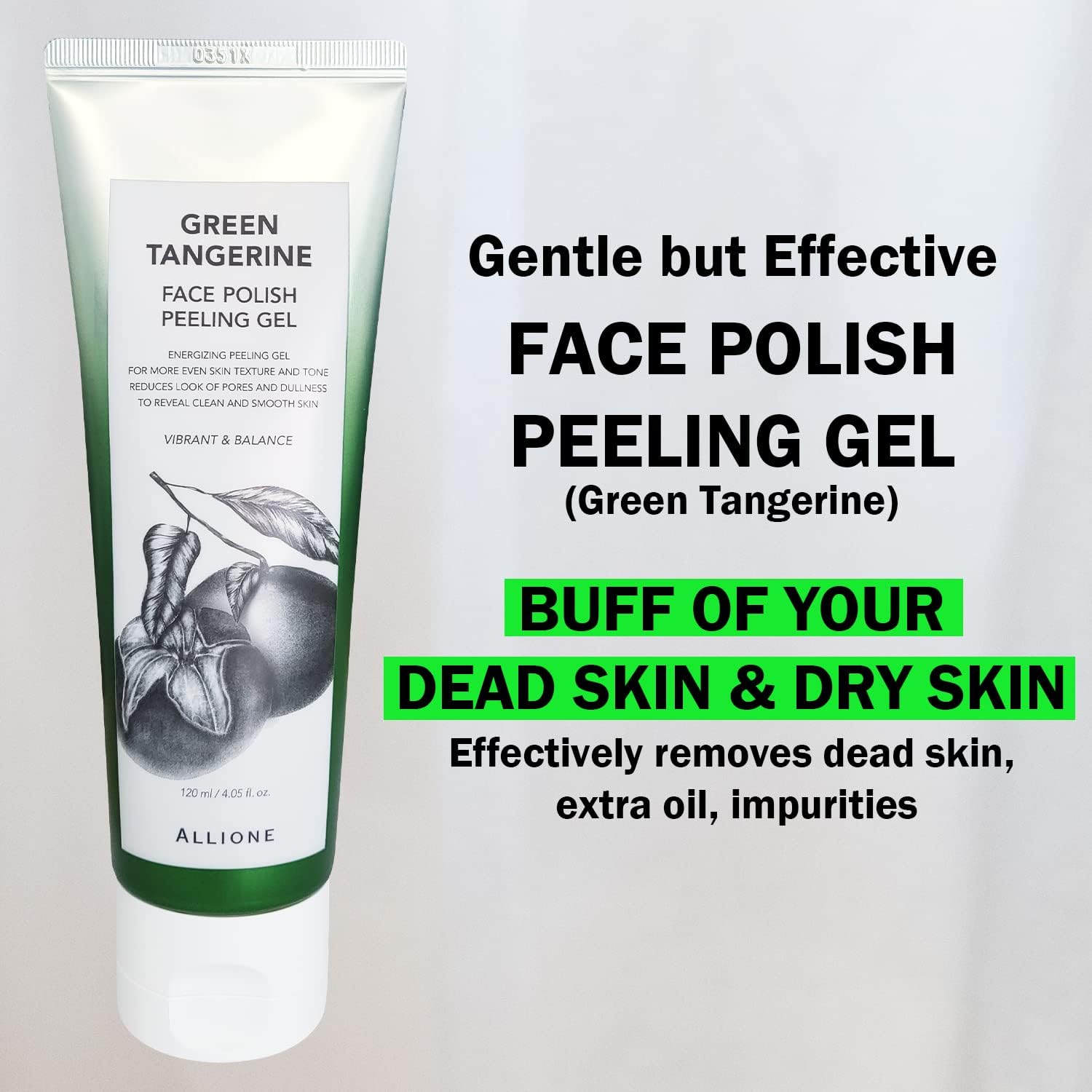 W BEAUTY DOUBLEW Beauty Гель-пилинг для лица с зеленым мандарином, 120 мл, Гладкий Гоммаж, массажный гель-пилинг для умывания от черных точек для мужчин, отшелушивающий поры лица и носа, освежающий, увлажняющий, глубоко очищающий, фото 2