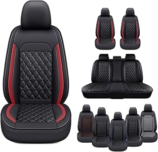 カーシートカバー と互換性のある ダイハツ キャスト LA250S LA260S 対応 車 シートカバー 3D 全車種専用設計 レザー材質 耐摩耗 防水 防汚 滑り止め 通気性 シート保護カバー 運転席 助手席 四季汎用 取付簡単 カー用品(黒赤,対応キャスト)