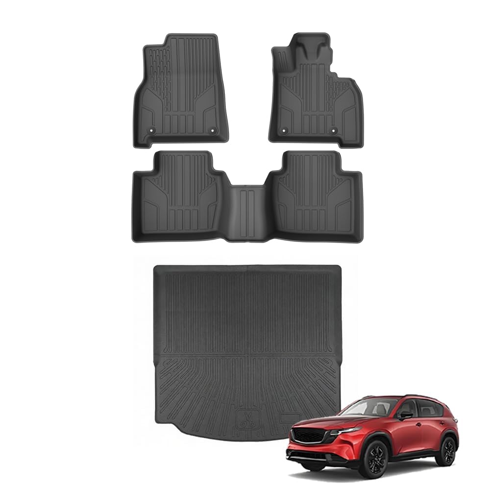 【2026最新CX-5専用】FOR 新型 マツダ CX-5 CX5 3代目 KM系（2026年5月～現行）カスタムパーツ トランクマット TPEフロアマット 3Dマット 車種専用設計 耐摩耗性 防水 防汚 保護パーツ お手入れ簡単 新型 cx-5フロアマット (1-2列目用+ラゲッジマット)