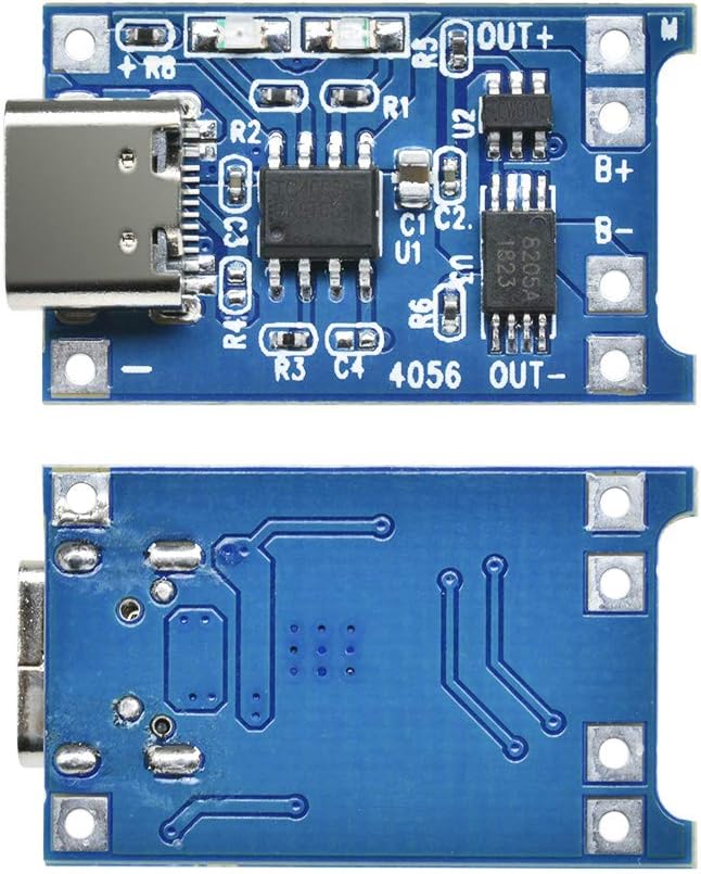 Aidepen 10 шт. комплект TP4056 Type-C USB 5V 1A Модуль зарядного устройства для литиевой батареи Type-C Зарядная плата с двойной функцией защиты, фото 2