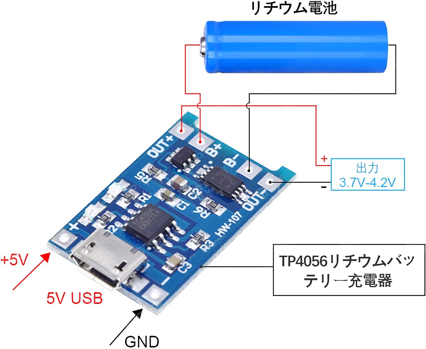 Aidepen 10 шт. комплект TP4056 Type-C USB 5V 1A Модуль зарядного устройства для литиевой батареи Type-C Зарядная плата с двойной функцией защиты, фото 4