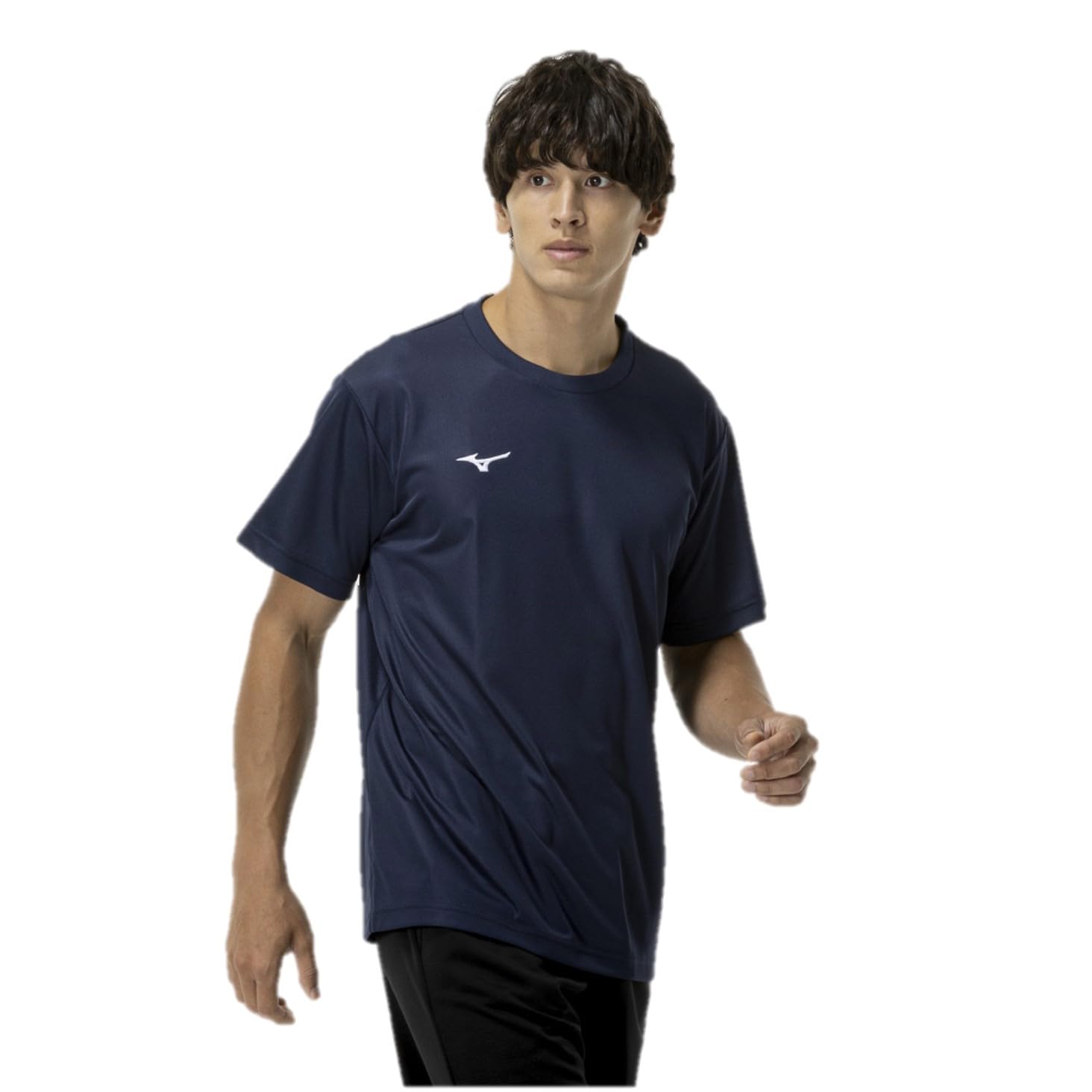 Mizuno 32MAC190/32MAC194 Short Sleeve U-Neck Training Wear (Amazon Limited Large dress navy/white