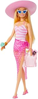 バービー(Barbie) ピンクボーダーみずぎビーチセット きせかえ人形・ハウス ままごと・ごっこ遊び バービー人形 3歳から ピンク HPL73