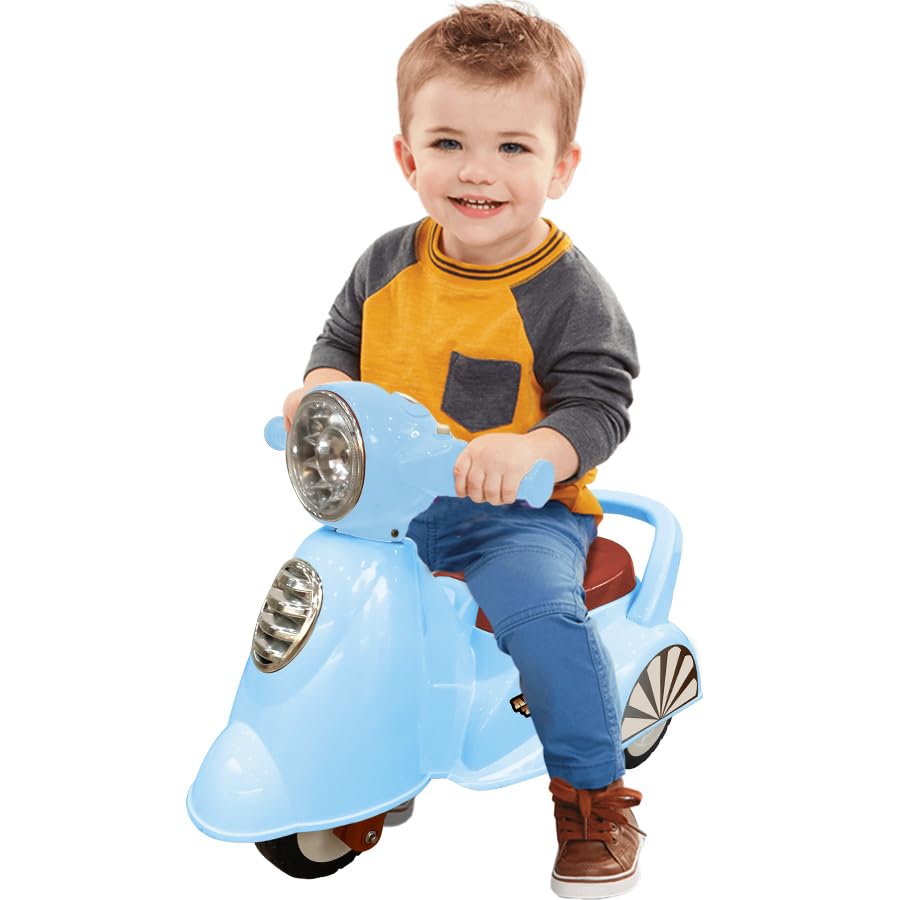 Riding Toy Retro Scooter Bike Ride Toy Push Car Indoor Toy (Suffocation Scooter 605) (Blue)