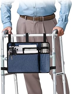 supregear Accessories Bag for Walker, Wheelchair, Rollator for Seniors, w/Cup Holder-Folding Walker Basket Large Capacity Waterproof Walker Caddy Pouch, Blue