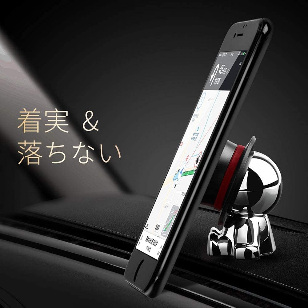 автомобильный держатель для смартфона aokway, зажим для приборной панели, держатель для мобильного телефона, подставка для телефона, милый креативный подарок с поворотом на 360 градусов (черный и красный), фото 3