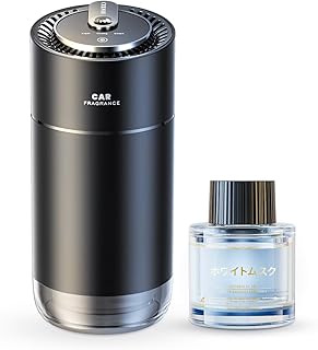 CEENIU 車 アロマディフューザー 超音波霧化【静音 自動ON/OFF 内蔵バッテリー】ホワイトムスクの香り フランス産天然香料 車 消臭 Car Fragrance