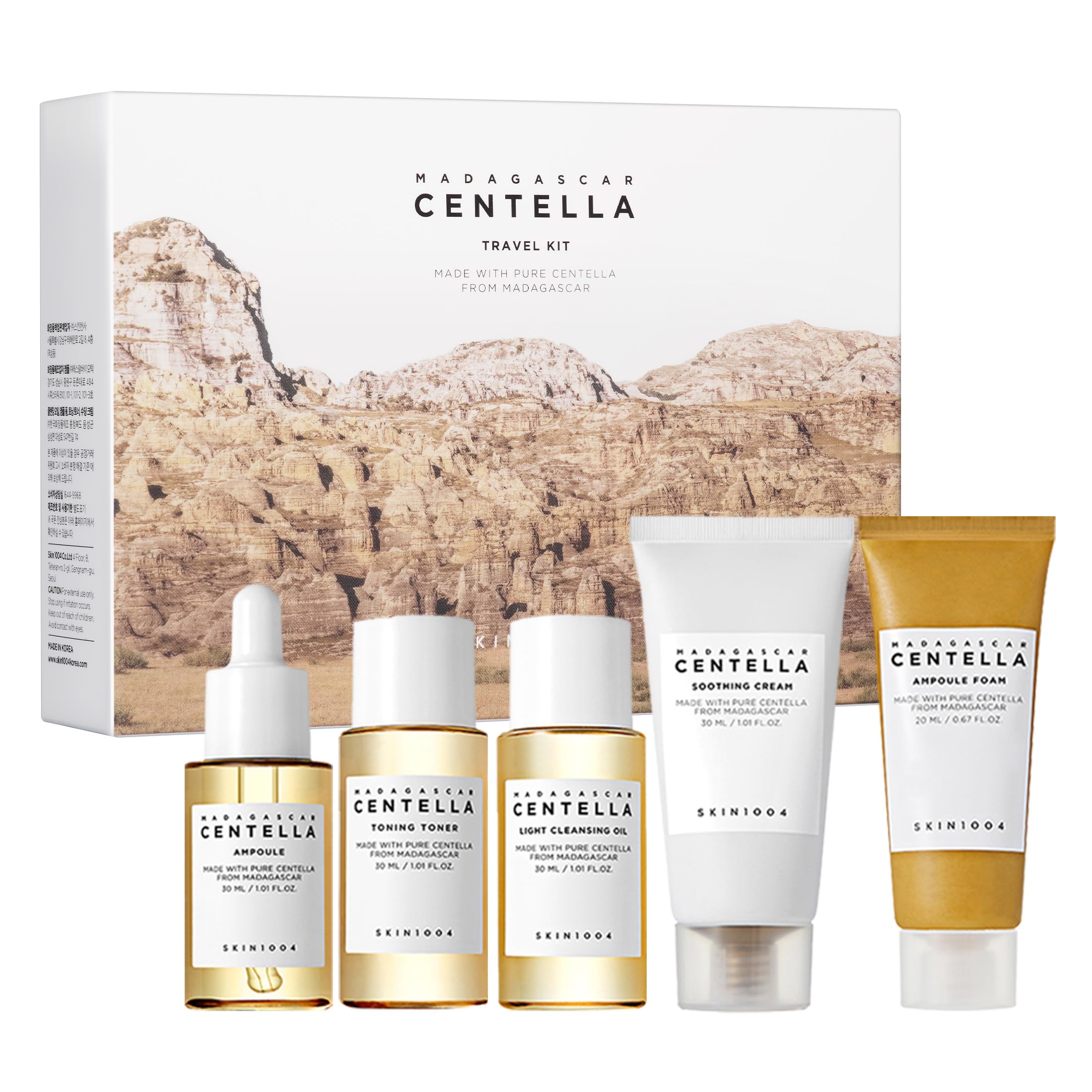 SKIN1004 Centella Travel Kit / Centella Travel Kit / Toner, Ample Foam, Point Remover, Amplifier, Soothing Cream