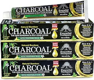 Organic Bamboo Charcoal Toothpaste 100% Natural Teeth Whitening 3 Pack Oral Care - 6.5 oz