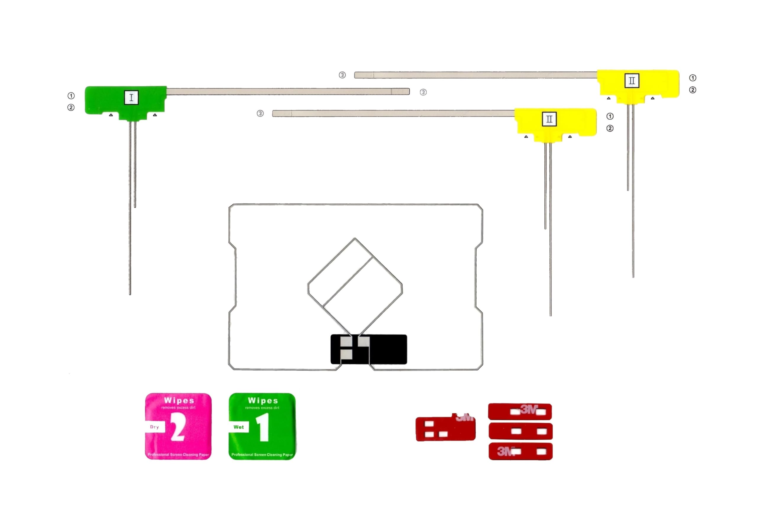 Terrestrial Digital Full Seg GPS Film + 3 L-Shaped Antennas