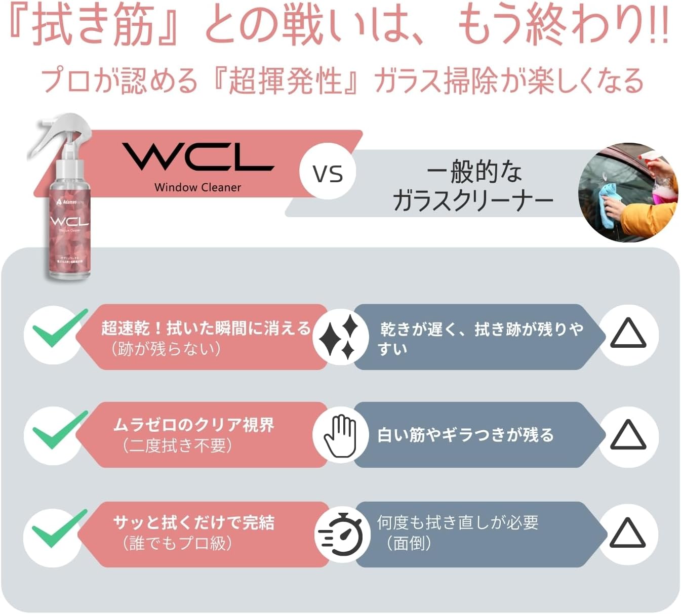 Средство для мытья стекол WCL, Для автомобильных стекол в салоне, Предотвращает протирание, Быстрое высыхание, Средство для очистки стекол, Adamus Octa 3,4 жидких унции (100 мл), фото 3