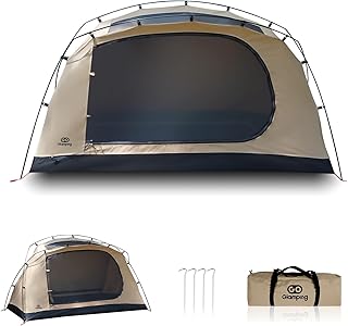 GOGlamping ツーリングドームテント ソロ 1人用 【SKY EYE 自立式 TC】 カンガルーテント 軽量 アルミポール 前後入り口 メッシュ天窓 焚き火可 2重層 小型 コンパクト アウトドア ツーリング ハイキング バイク自転車 キャンプ 210*90*112CM