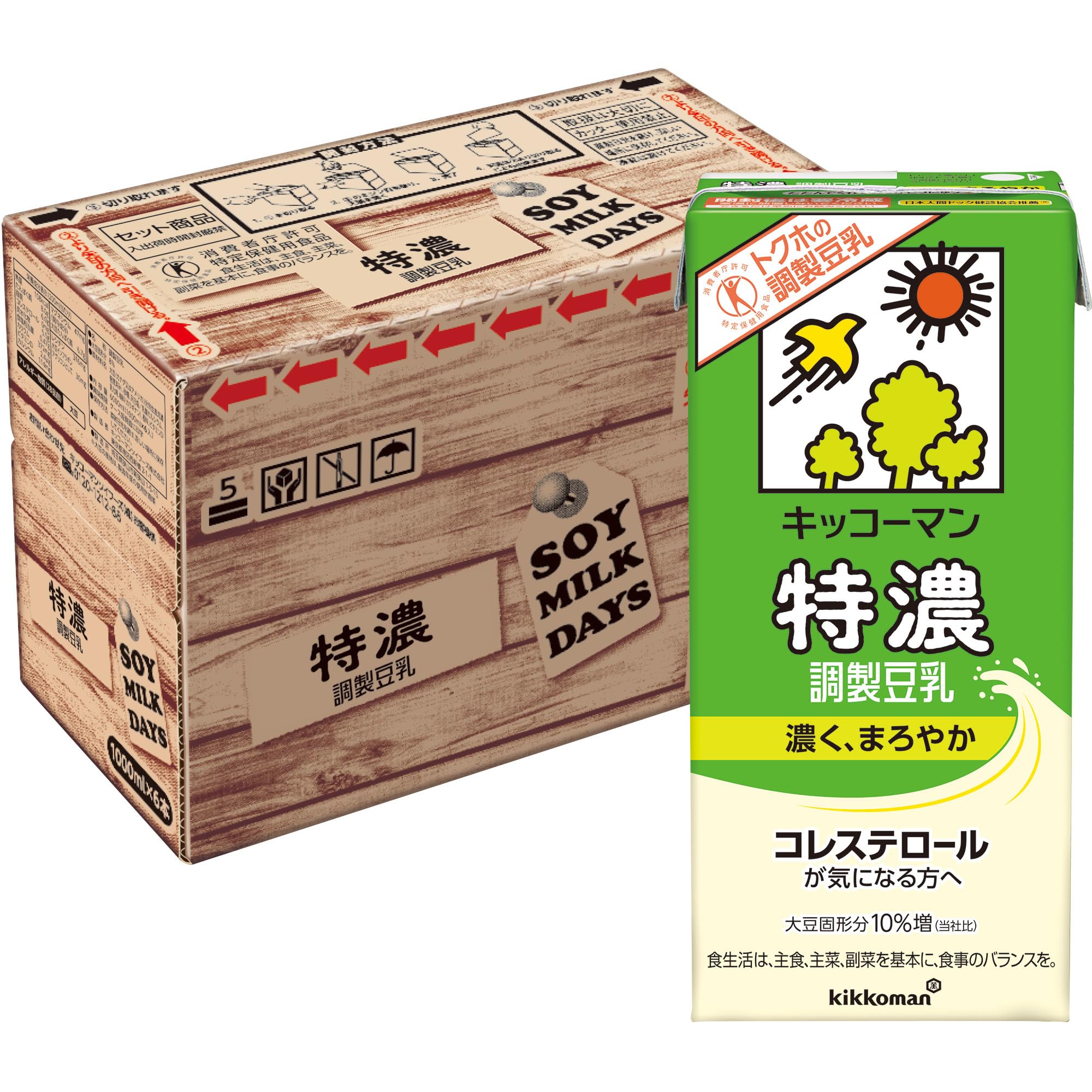 【Amazon.co.jp限定】 Kikkoman Super Rich Processed Soy Milk SOYMILK DAYS 1000ml×6 Bottles 【Special Health Use Food】 1000 ml (Pack of 6)