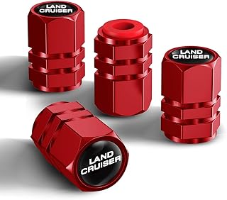 ランドクルーザー エアバルブキャップ ランドクルーザー 250系 ランクル 250系などの車種に適用 アルミ合金製 軽量 高強度 腐食防止 ドレスアップパーツ 車 自動車 タイヤバルブ カッコいい 4個入 (LAND CRUISER, レッド)