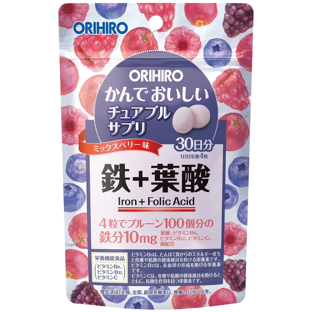 Orihiro Chewable Supplement Iron + Folic Acid 120 Tablets Iron + Folic Acid 120粒 (x 1)